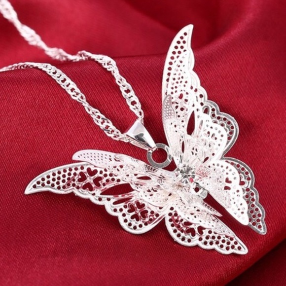 Silver Butterfly Necklace - Picture 1 of 3